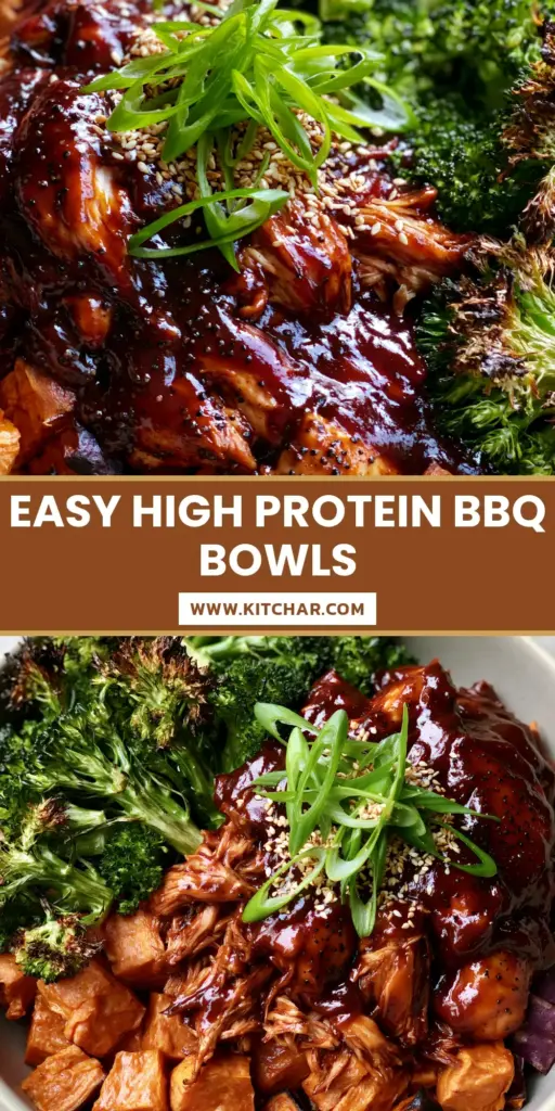 BBQ Chicken Sweet Potato Bowl: The Ultimate Caramelized Meal Prep Guide 4 A top-down view of a BBQ chicken sweet potato bowl featuring glossy mahogany chicken, charred broccoli, and caramelized sweet potatoes in a grey matte bowl.
