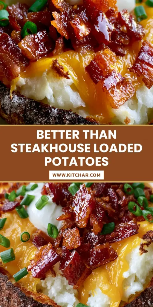 A close-up of an air-fried loaded baked potato with salt-crusted skin, melted cheddar, bacon bits, and sour cream. (loaded baked potato ideas)