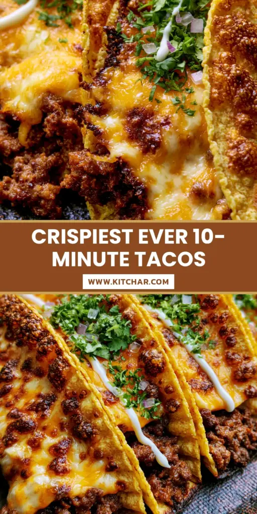 A close-up vertical shot of three crispy air fryer tacos with melted cheese and fresh cilantro garnishes.