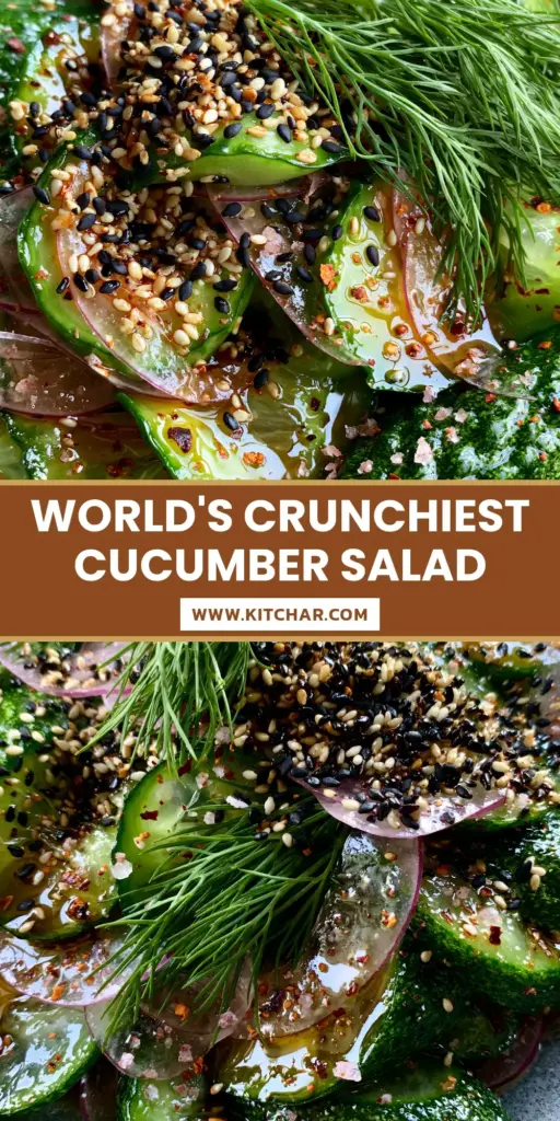 Cucumber Salad Recipes: The Ultimate Guide to Crispy, Glossy Persian Cucumbers 4 A top-down shot of a vibrant Persian cucumber salad with red onions and dill in a charcoal bowl, perfect for cucumber salad recipes.