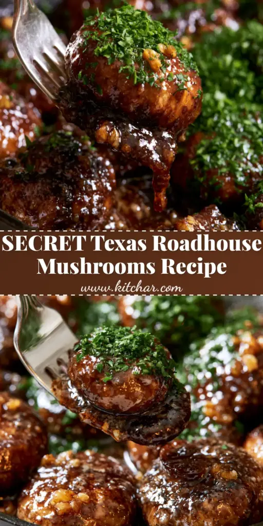 Texas Roadhouse Mushroom Recipe: The Ultimate Garlic Butter Steakhouse Side 4 Close-up of succulent sautéed mushrooms in a cast iron skillet with garlic butter glaze. (Texas Roadhouse mushroom recipe)