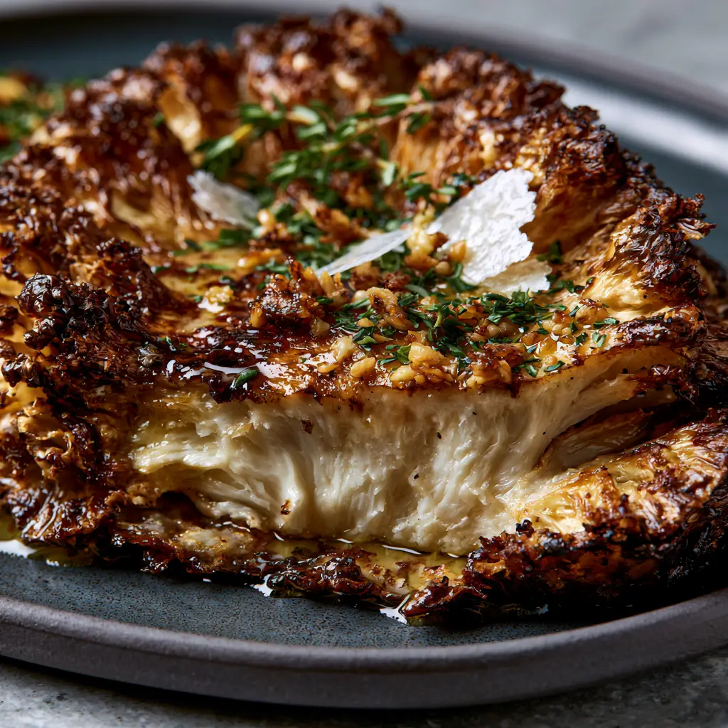 Maitake Mushroom Recipes: The Ultimate Pan-Seared Garlic Butter Steak 2 Extreme macro of crispy ruffled edges of a seared maitake mushroom basted in garlic butter. (maitake mushroom recipes)