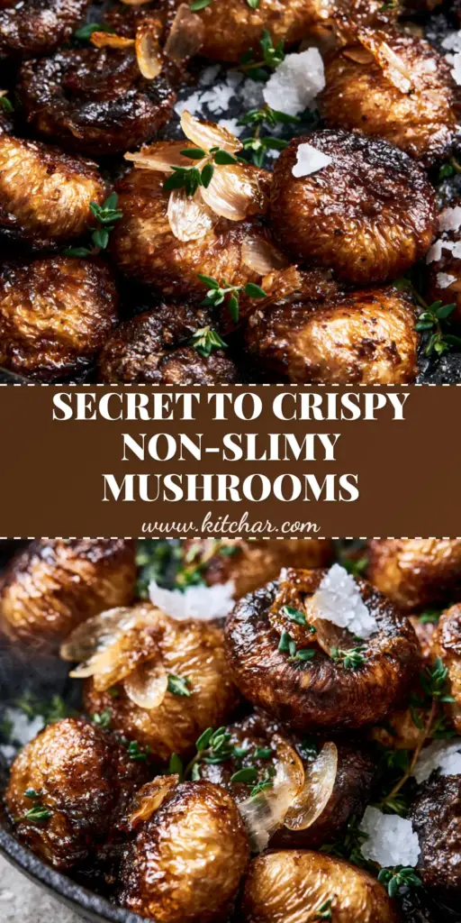 Healthy Mushroom Recipes: The Ultimate Seared Garlic and Thyme Pan-Fry 4 A top-down view of golden-brown seared mushrooms in a cast iron skillet with thyme and garlic. (Healthy Mushroom Recipes)