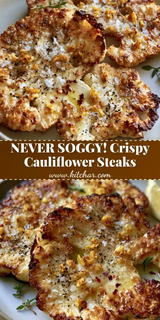 Cauliflower Steak: The Ultimate Double-Seared Garlic Butter Guide 3 A top-down view of a double-seared Cauliflower steak with charred floret edges and garlic butter glaze on a white plate.