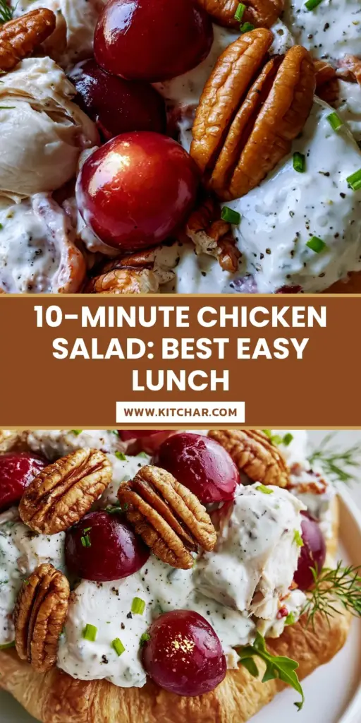 Chicken Salad with Grapes on Flaky Toasted Croissants 3 A gourmet chicken salad with grapes served in a flaky toasted croissant with visible pecans and herbs. (chicken salad with grapes)