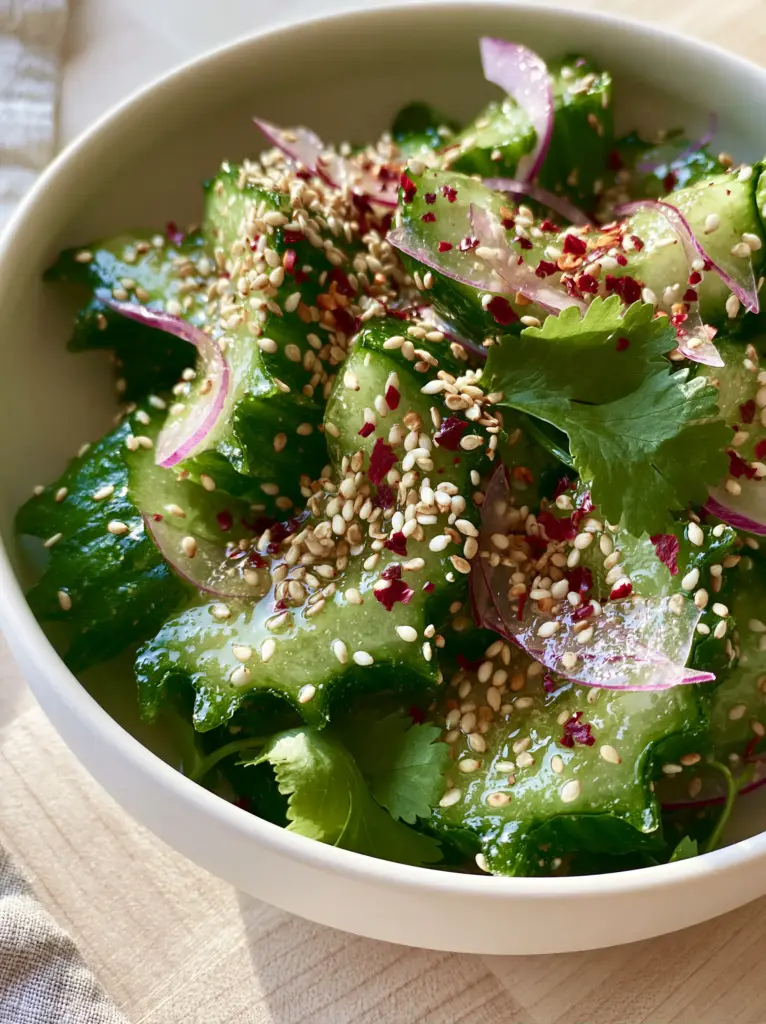 Cucumber Salad Recipe: The Ultimate Crispy Smacked Persian Salad 2 Thick-cut Persian cucumbers with jagged smacked edges and a glossy rice vinegar glaze. (Cucumber salad recipe)