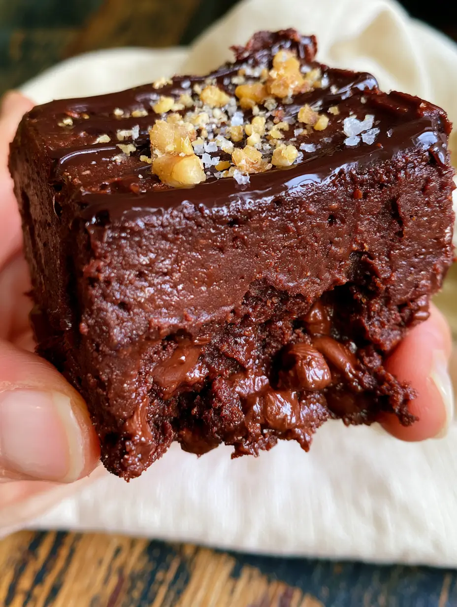 Close-up of hands pulling apart a thick fudgy brownie showing the moist center. (desserts for diabetics)