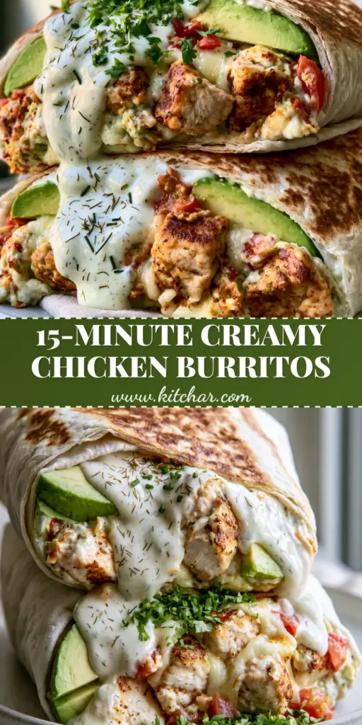 Chicken Avocado Ranch Burritos with Golden Toasted Tortillas 4 A stack of two chicken avocado ranch burritos sliced diagonally on a gray plate with visible ranch drizzle and golden sear marks.