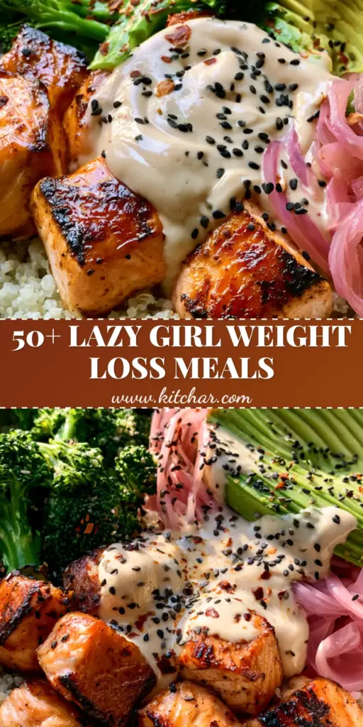 Healthy Foods: The Ultimate Honey-Glazed Salmon and Quinoa Bowl 3 A minimalist matte ceramic bowl filled with seared honey-glazed salmon cubes, fluffy white quinoa, and tender-crisp broccoli. (Healthy Foods)