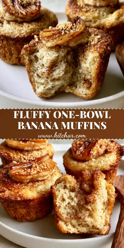 A stack of three golden-brown paleo banana bread muffins on a matte white ceramic plate with caramelized banana slices and cinnamon flecks.