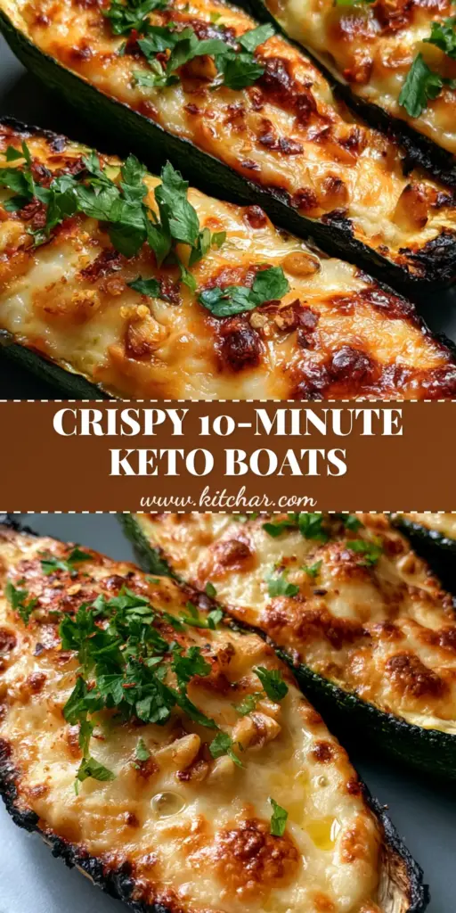 Keto Courgette Recipe: Cheesy Garlic Roasted Zucchini Boats 3 A stack of three roasted zucchini boats with bubbling golden parmesan cheese and charred edges on a charcoal plate. (Keto Courgette Recipe)