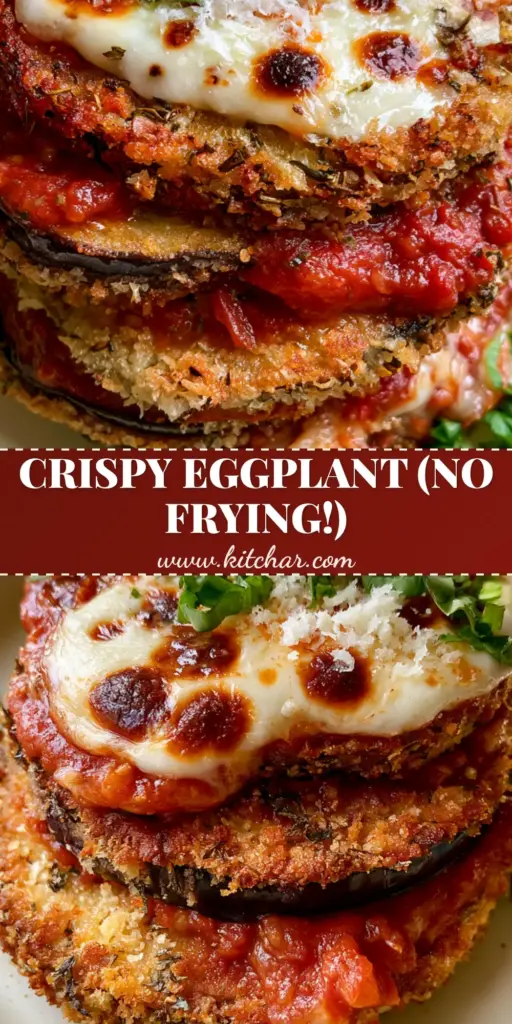 Eggplant Parm: The Ultimate Crispy Baked Italian Masterpiece 4 A three-tier stack of crispy Panko-crusted Eggplant Parm with melted charred mozzarella and fresh basil on a cream plate. (Eggplant Parm)