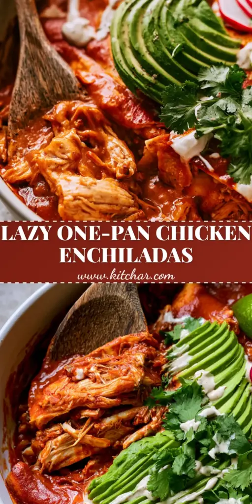 Whole30 Enchiladas with Shredded Chicken and Glossy Red Sauce 4 A gourmet serving of whole30 enchiladas in a white dish topped with avocado, radish, and cilantro.