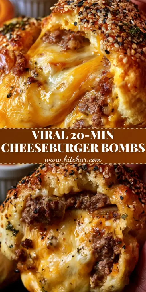 Cheeseburger Bombs: The Ultimate Air Fryer Appetizer Recipe 4 A hand pulling apart a golden-brown cheeseburger bomb to reveal a massive mozzarella cheese pull and seasoned ground beef.