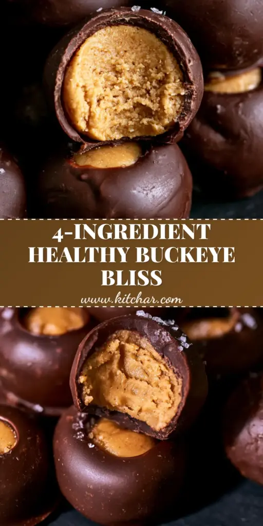 Healthy Buckeyes Recipe: Fudgy No-Bake Peanut Butter Treats 3 A stack of healthy buckeyes on a black slate board showing the glossy chocolate shell and peanut butter center. (Healthy Buckeyes Recipe)