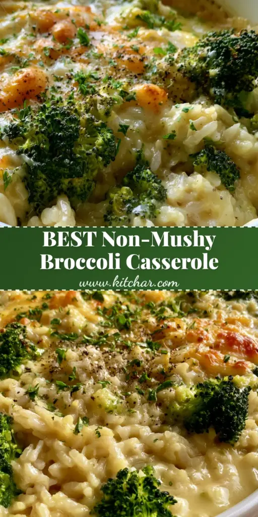 Broccoli Rice Casserole with Velvety Homemade Cheese Sauce 4 A close-up of Broccoli Rice Casserole in a white dish featuring melted cheddar bubbles and fresh parsley garnish.