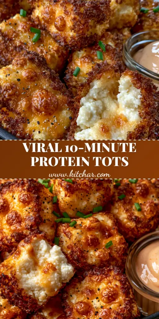Cottage Cheese Tots: The Ultimate Crispy Air Fryer High-Protein Snack 4 A close-up shot of crispy, golden cottage cheese tots in an air fryer basket with a creamy sriracha dipping sauce on the side.