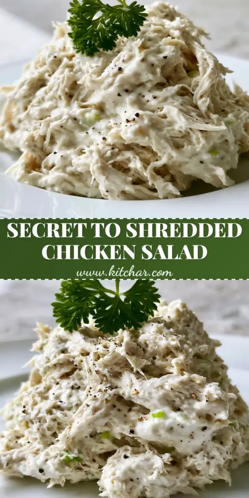 Chicken Salad Chick Recipe: The Ultimate Shredded Southern Copycat 4 A perfect scoop of finely shredded Southern style chicken salad with a parsley garnish. (Chicken Salad Chick recipe)