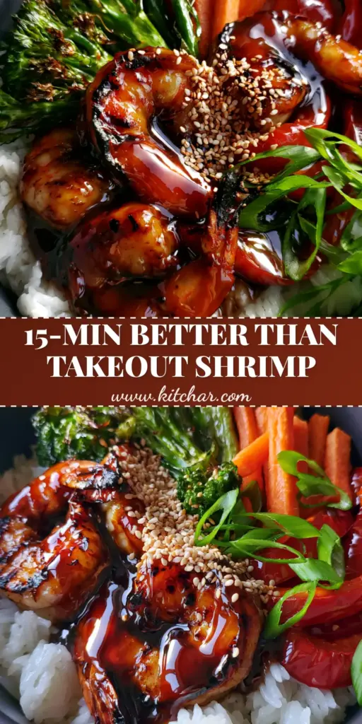 Teriyaki Shrimp Rice Bowls: The Ultimate 20-Minute Gourmet Dinner 3 A gourmet Teriyaki Shrimp Rice Bowl in a charcoal bowl with charred shrimp, blistered broccoli, and sesame seeds.
