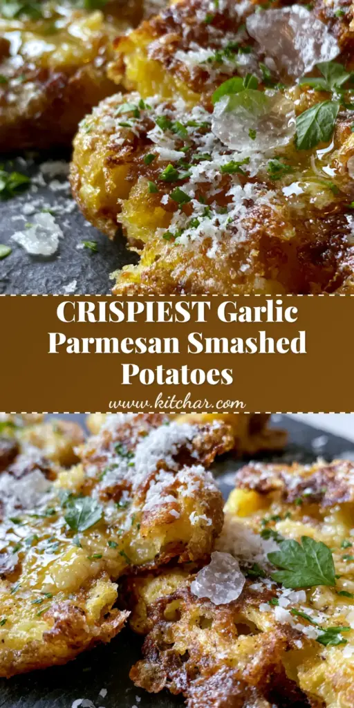Smashed Potatoes Recipe: The Secret to Glass-Shattering Crispy Edges 4 A vertical shot of extra crispy garlic parmesan smashed potatoes with jagged edges and fresh parsley. (Smashed potatoes recipe)