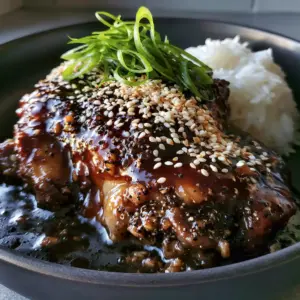 Macro handheld smartphone photo of Slow Cooker Sticky Honey Chicken showing micro-bubbles in the thick mahogany glaze and roasted garlic bits. (Slow Cooker Sticky Honey Chicken)